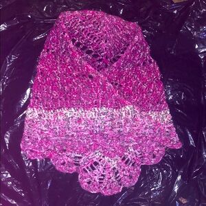 Pink confetti shell triangle shawl